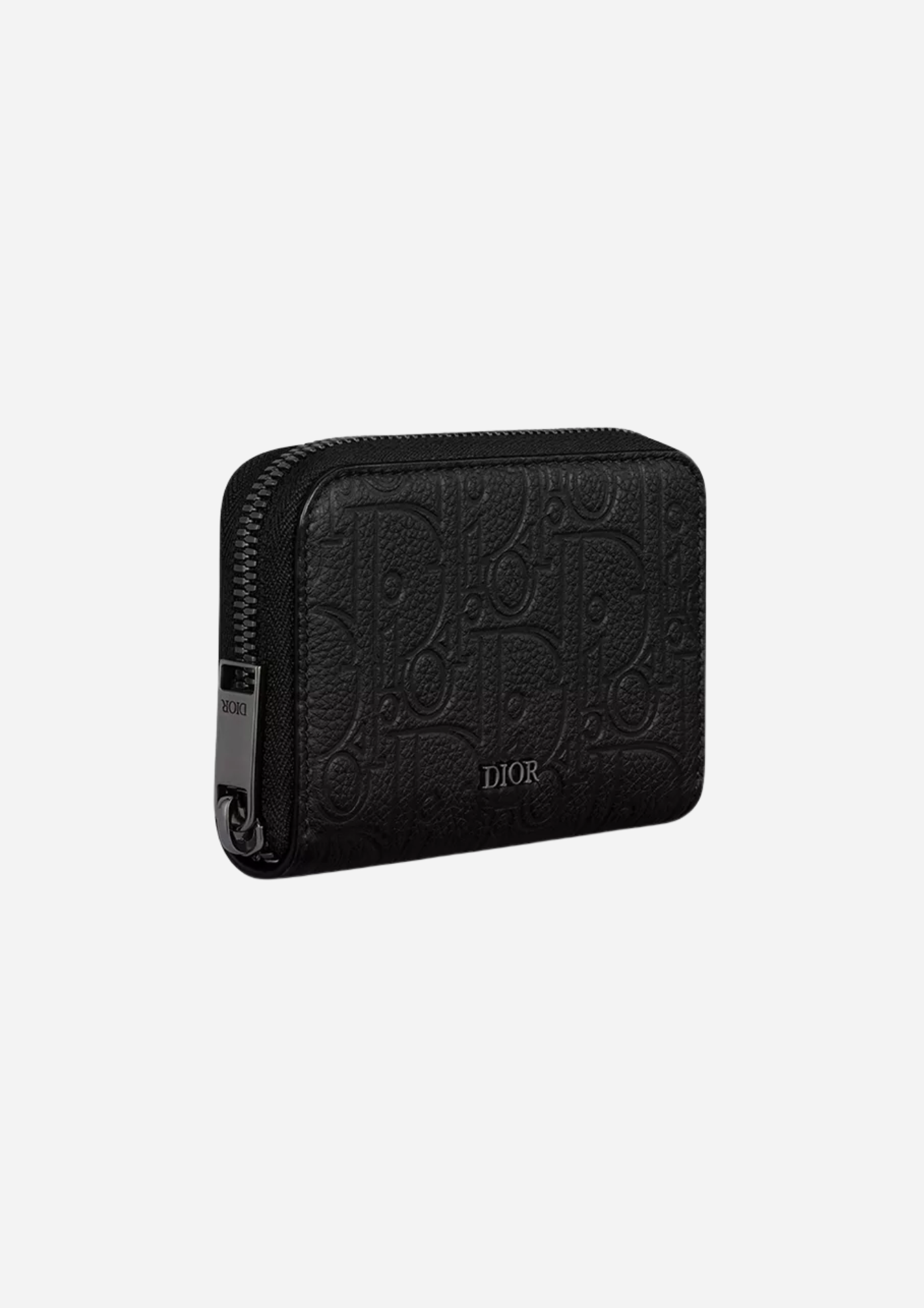 Dior portamonete Gravity nero con zip visto a tre quarti