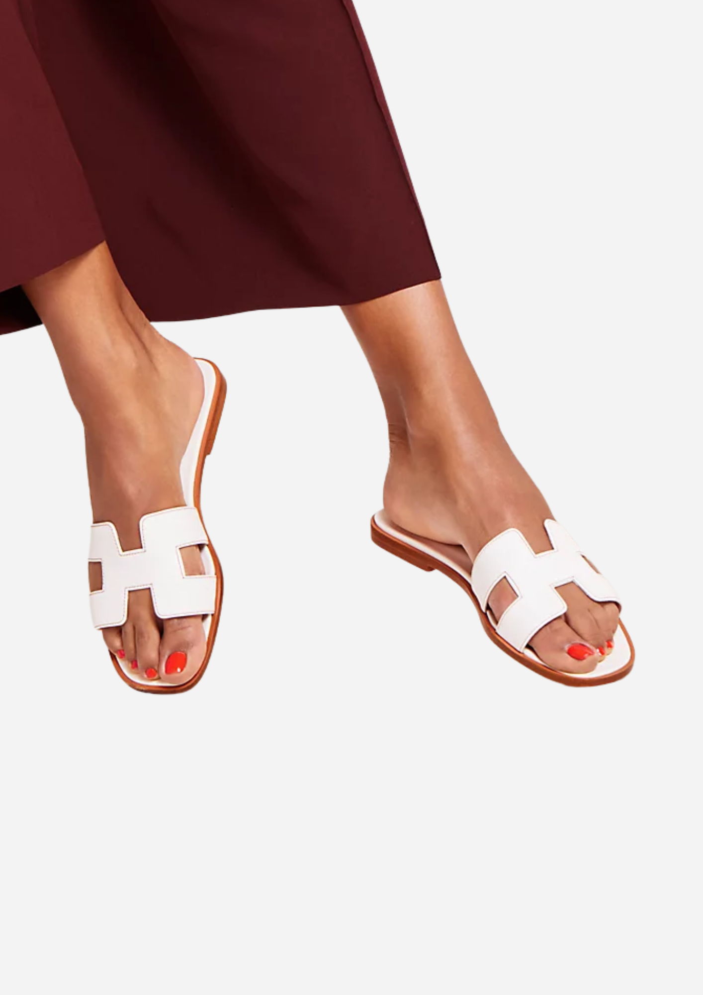 Sandali Hermès Oran bianchi in vitello Box indossati