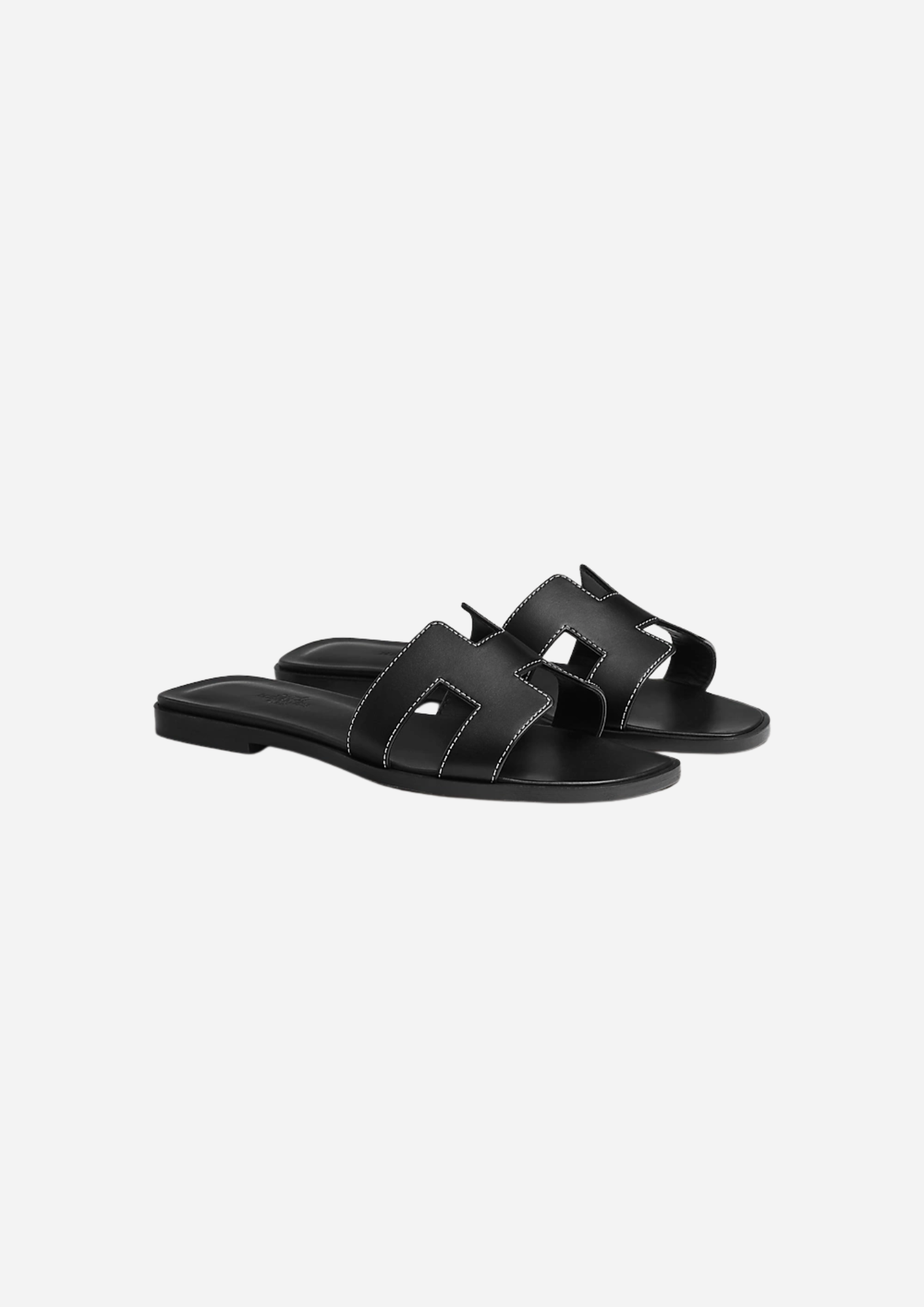 Sandali Hermès Oran neri in vitello Box visti a tre quarti
