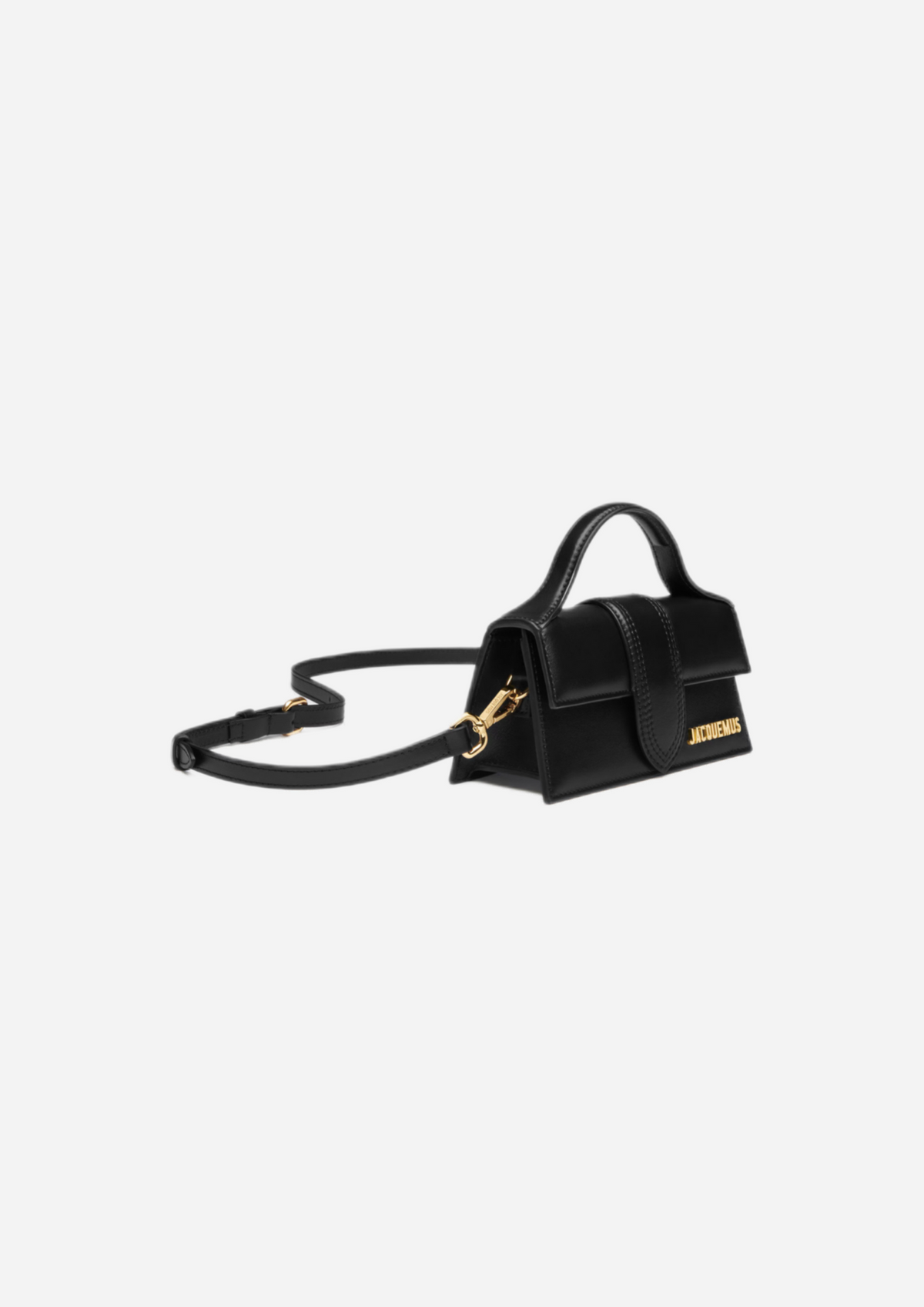 Jacquemus Le Bambino Nera, vista a tre quarti con tracolla