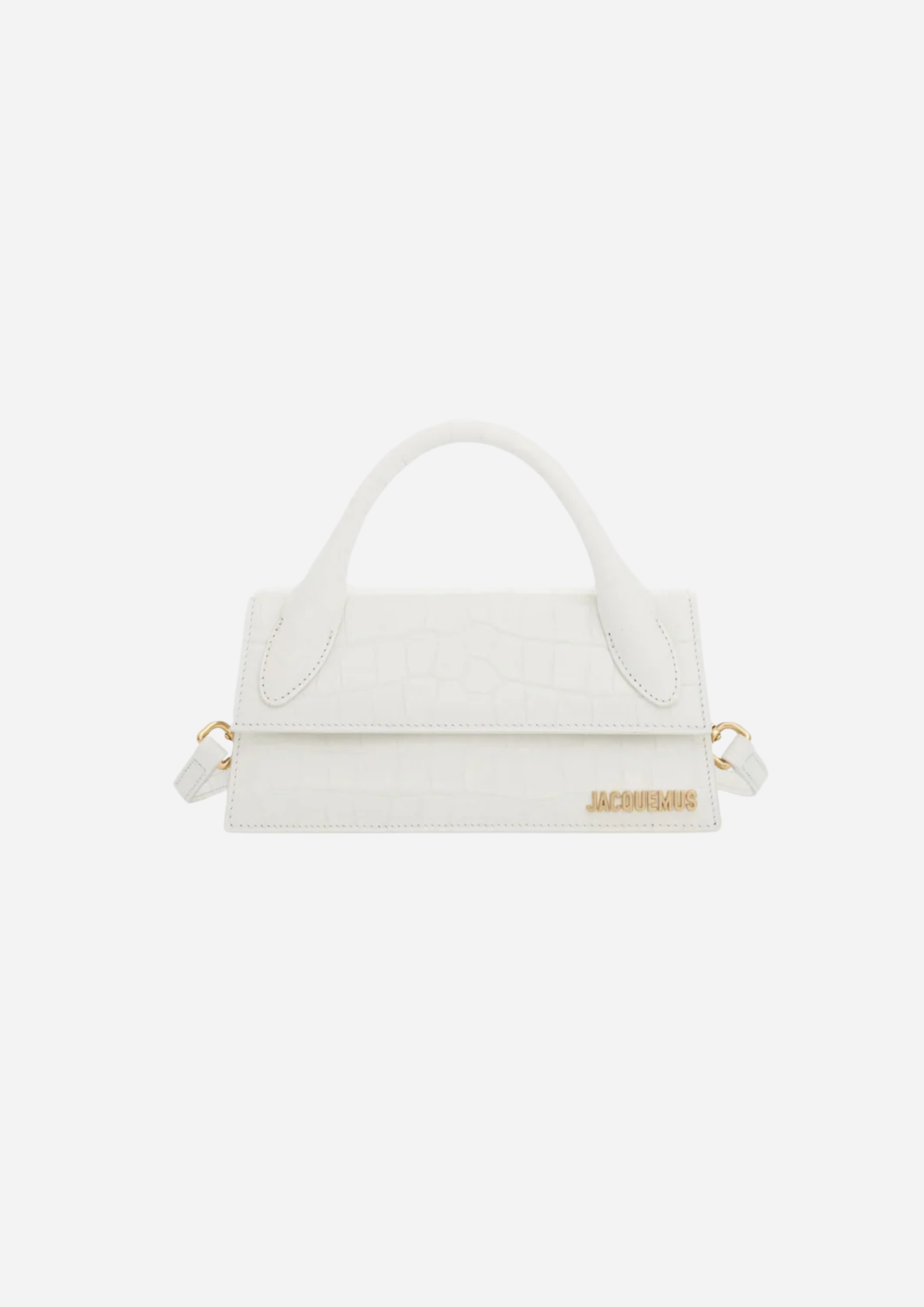 Jacquemus Le Chiquito Long Bianca Effetto Coccodrillo, vista frontale