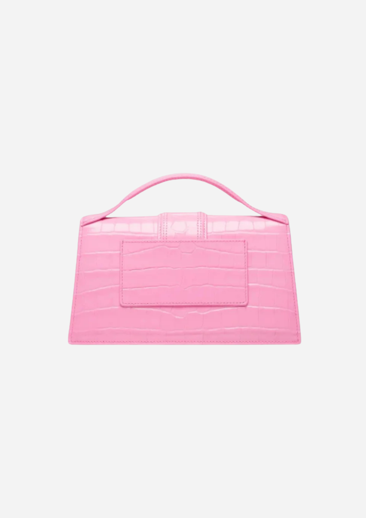 Jacquemus Le Grand Bambino Rosa Effetto Coccodrillo, vista a tre quarti con tracolla