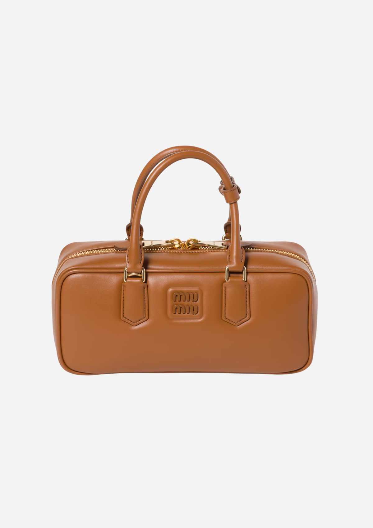 Miu Miu Arcadie Grande Cognac in Pelle di Vitello, vista frontale