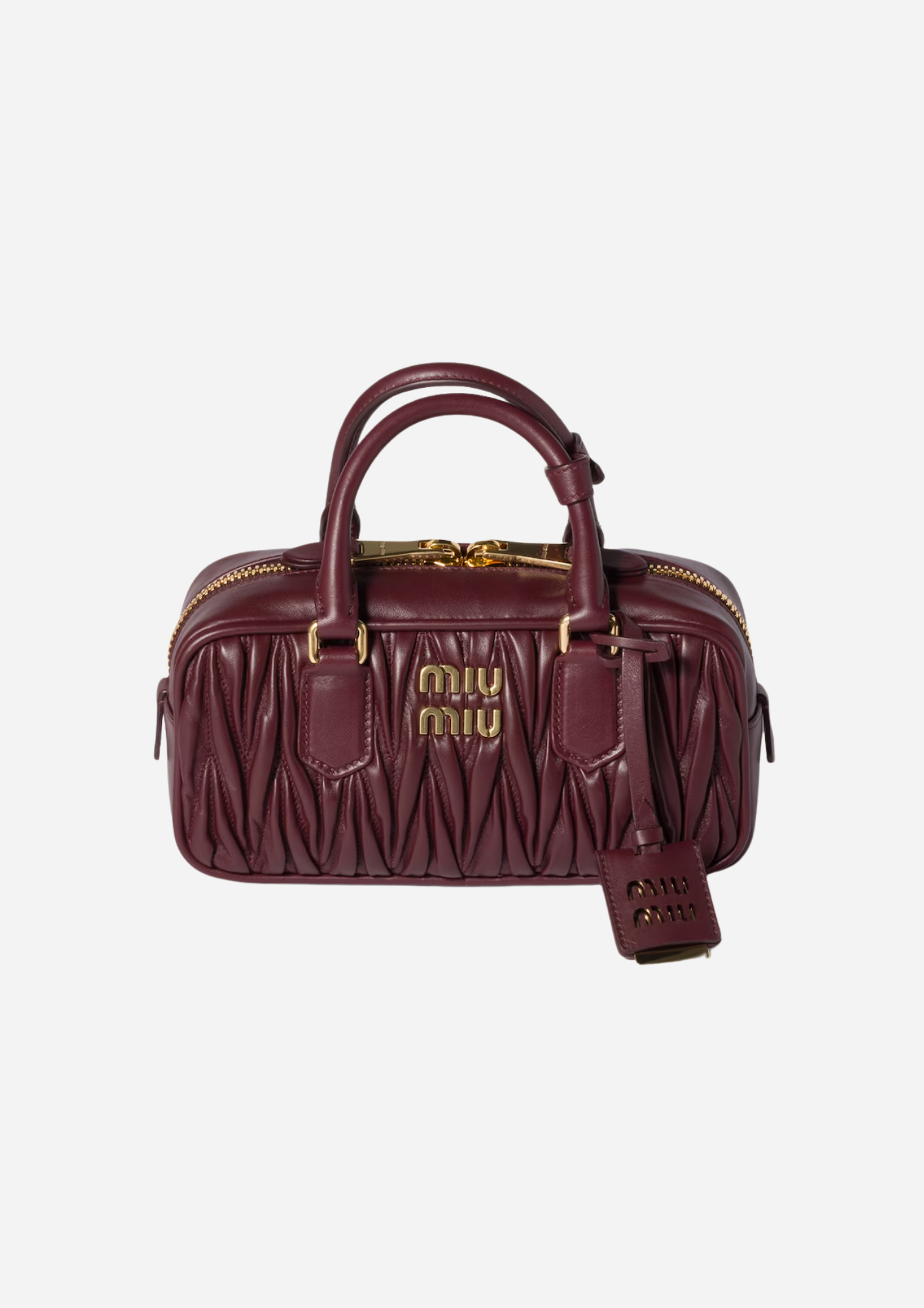 Miu Miu Arcadie Regular Bordeaux in Nappa Matelassé, vista frontale