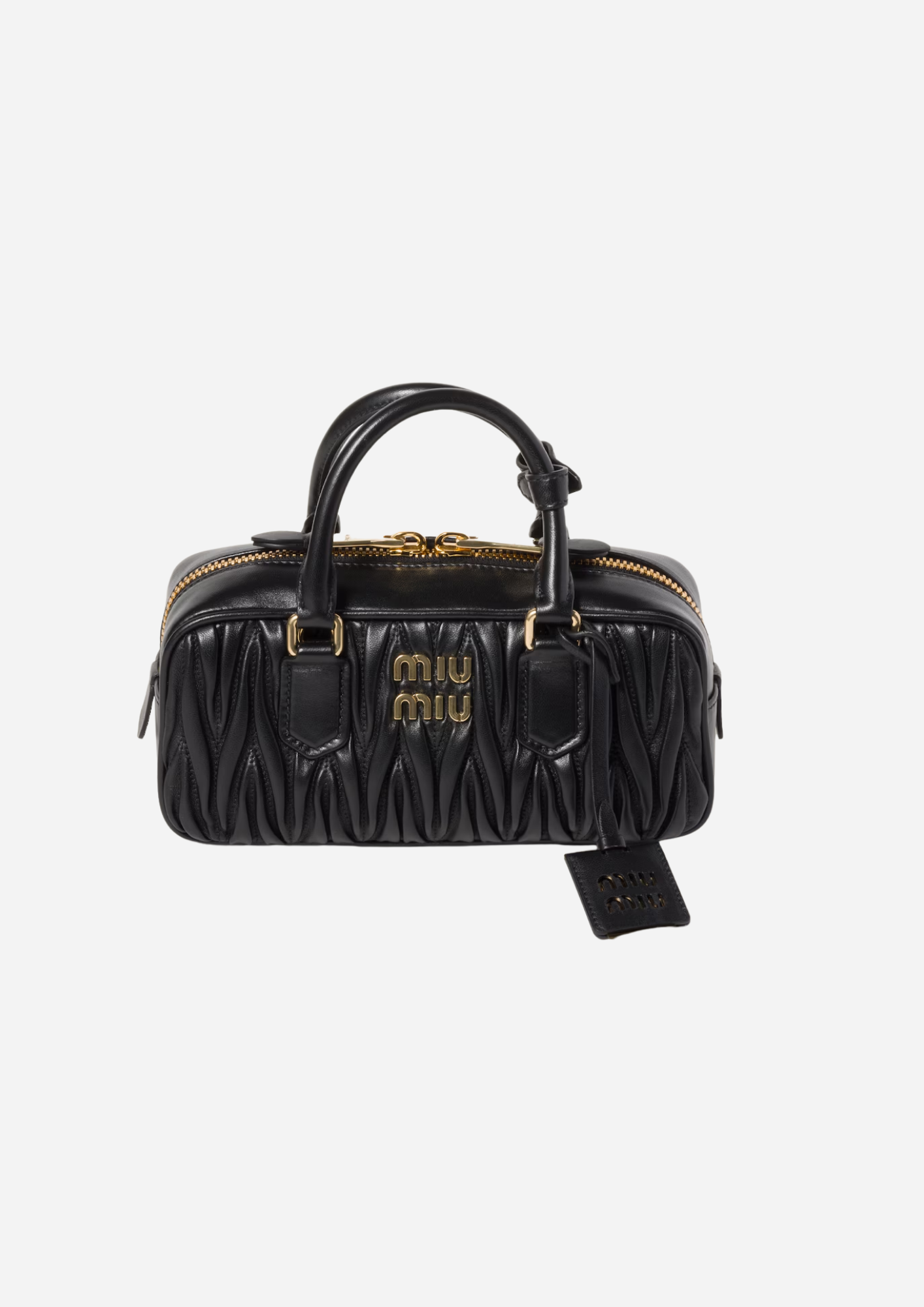 Miu Miu Arcadie Regular Nera in Nappa Matelassé, vista frontale