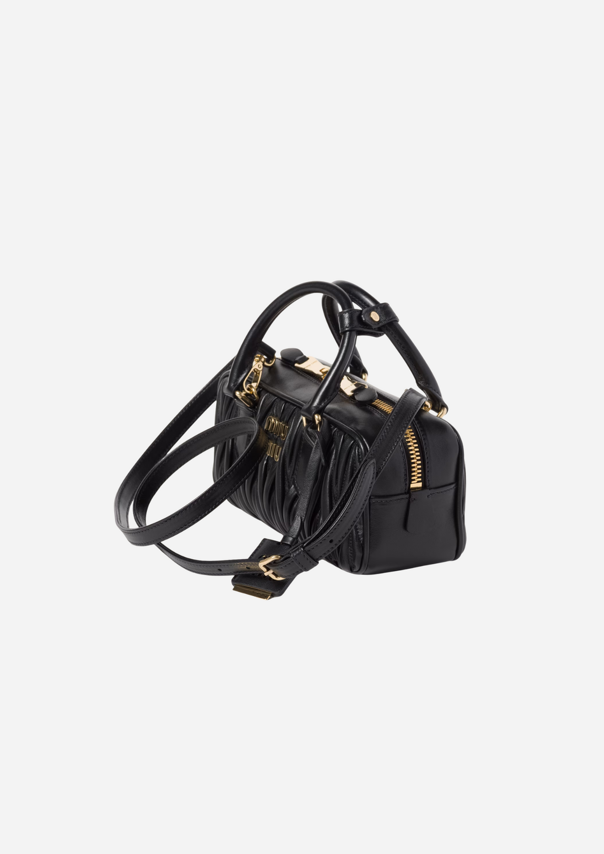 Miu Miu Arcadie Regular Nera in Nappa Matelassé, indossata