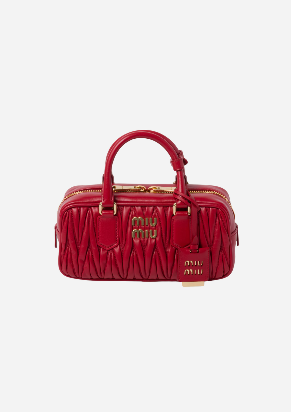 Miu Miu Arcadie Regular Rossa in Nappa Matelassé, vista frontale
