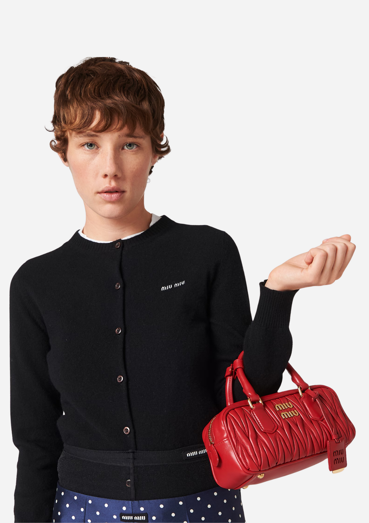 Miu Miu Arcadie Regular Rossa in Nappa Matelassé, indossata