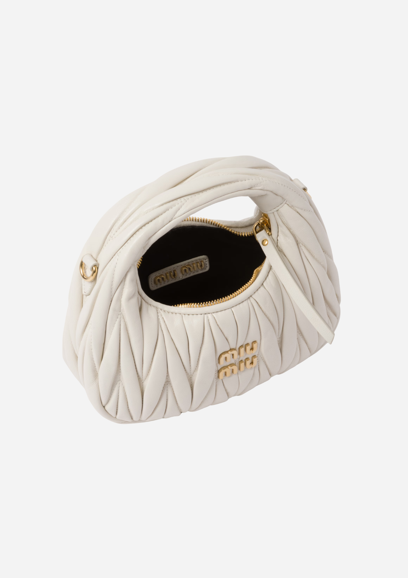 Miu Miu Wander Hobo Mini Matelassé Bianca - 5BP078_AN88_F0009_V_OOO | MilanoMarktPlace