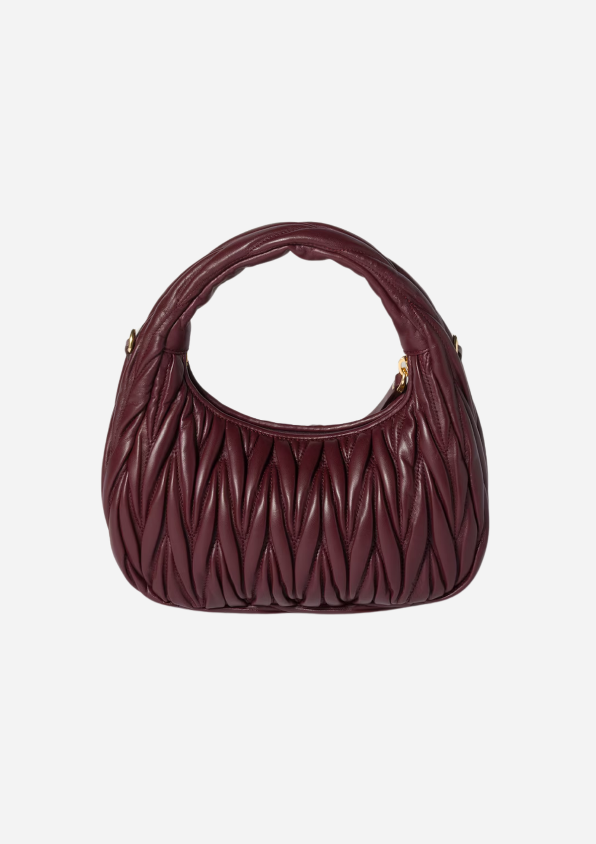 Miu Miu Wander Hobo Piccola Bordeaux in Nappa Matelassé, vista posteriore
