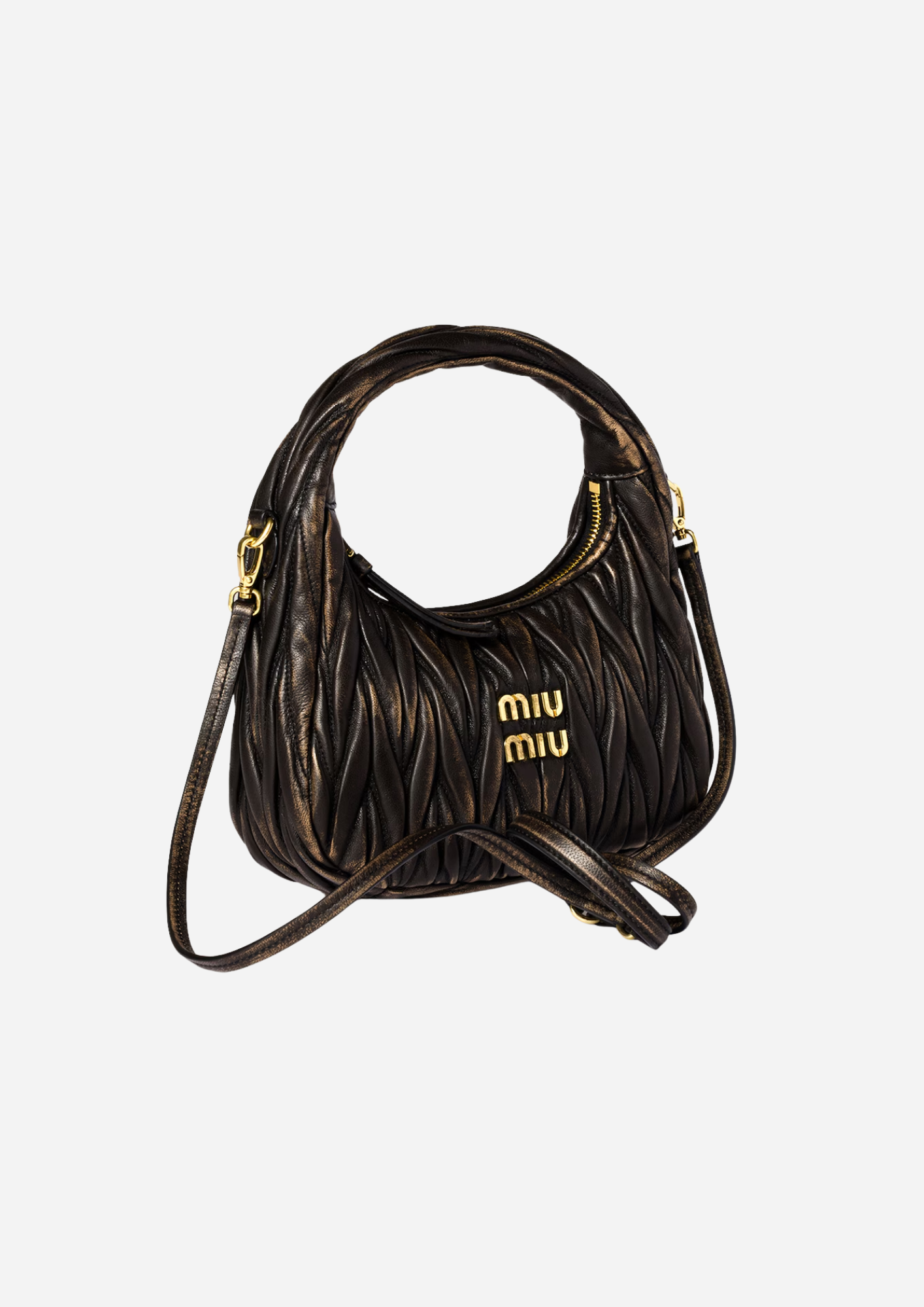 Miu Miu Wander Hobo Small Matelassé Caffè - 5BC125_AF6Q_F0201_V_OOY | MilanoMarktPlace