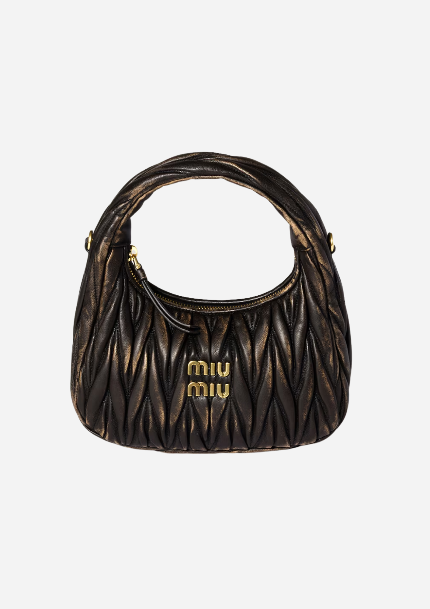 Miu Miu Wander Hobo Small Matelassé Caffè - 5BC125_AF6Q_F0201_V_OOY | MilanoMarktPlace
