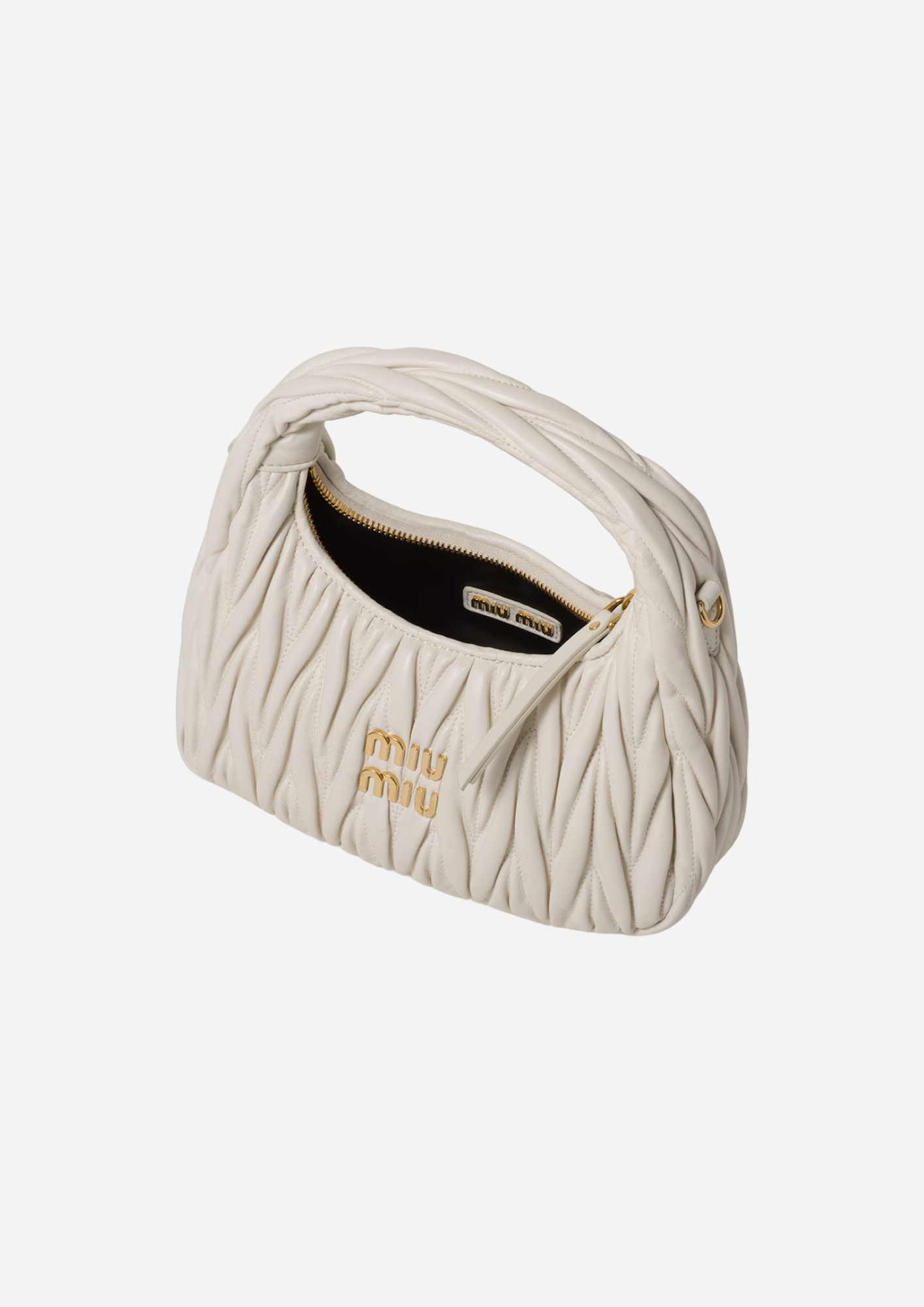 Miu Miu Wander Hobo Small Matelassé Bianca - 5BC125_AN88_F0009_V_OOY | MilanoMarktPlace