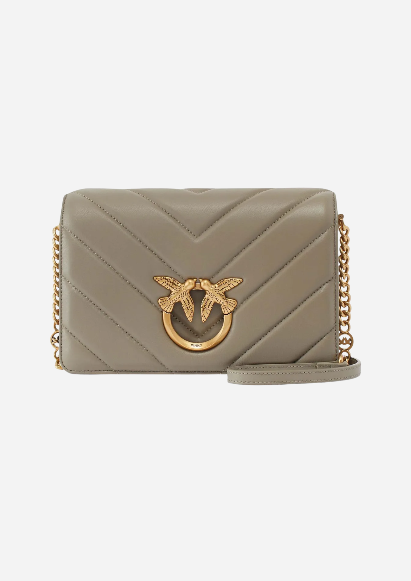 Pinko Love Bag Click Classic Noce in nappa Big Chevron vista frontale