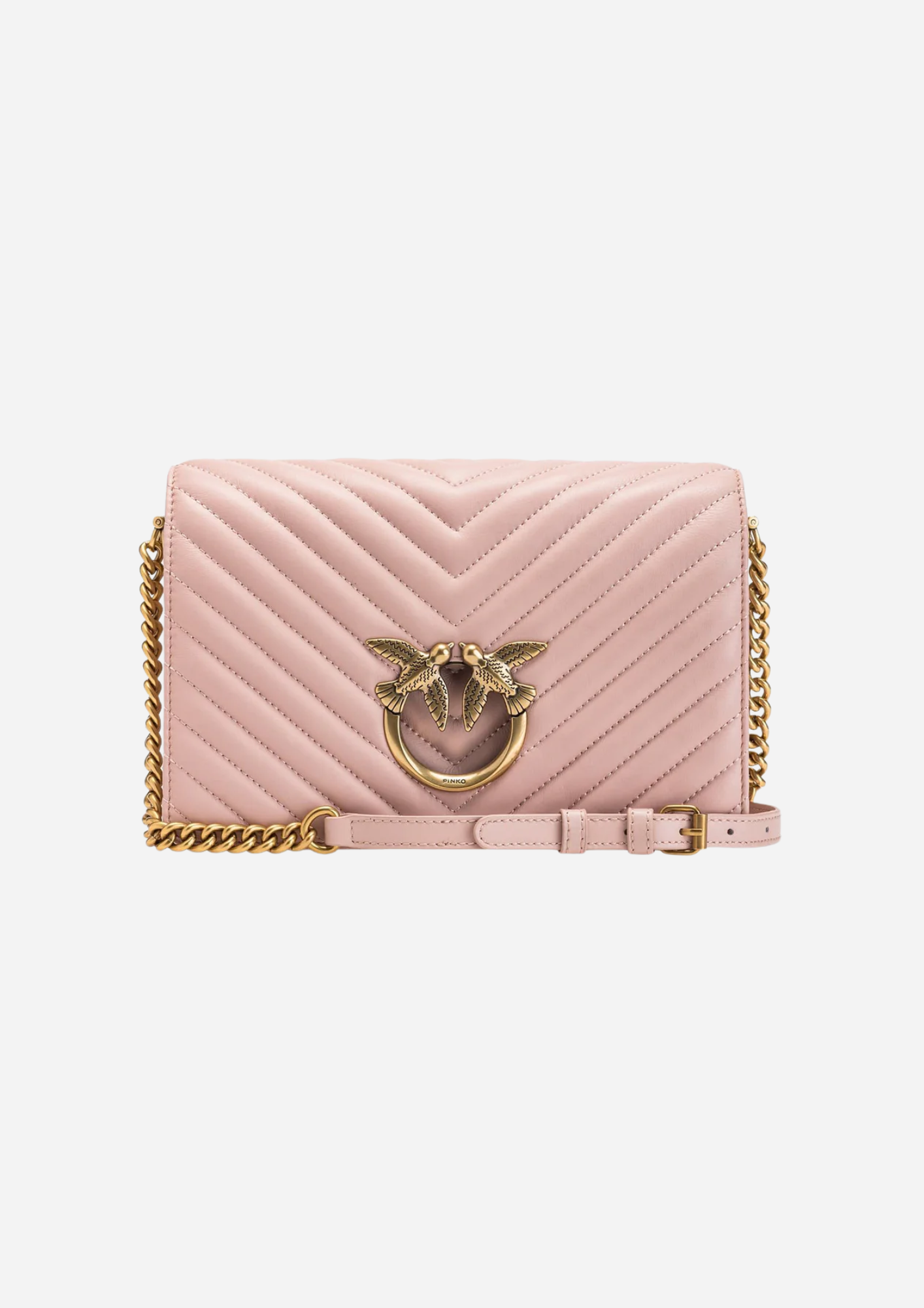 Pinko Love Click Classic Cipria in nappa Chevron vista frontale