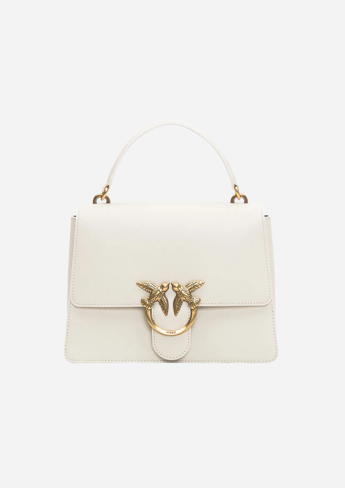 Pinko Love One Top Handle bianca in pelle liscia vista frontale