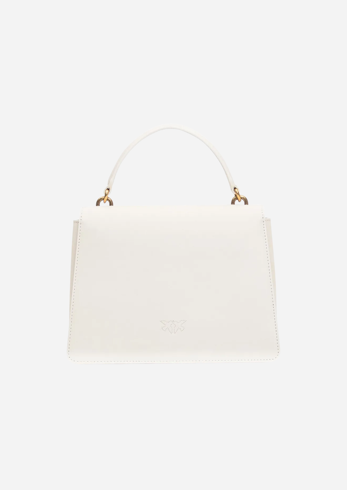 Vista posteriore della Pinko Love One Top Handle bianca in pelle