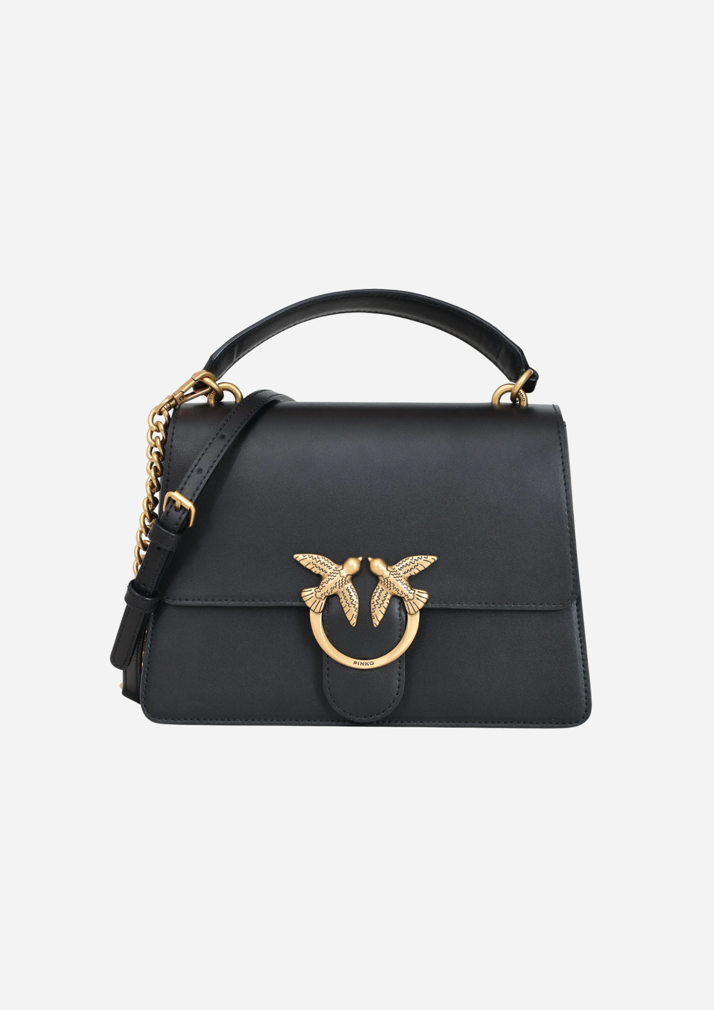 Pinko Love One Top Handle Classic Light nera in pelle vista frontale