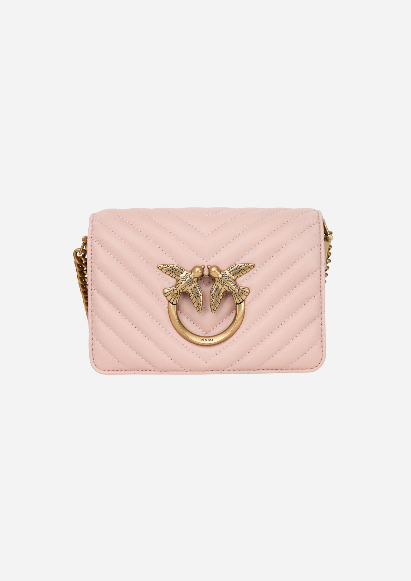 Pinko Love Puff Classic Cipria in nappa Maxi Quilt vista frontale
