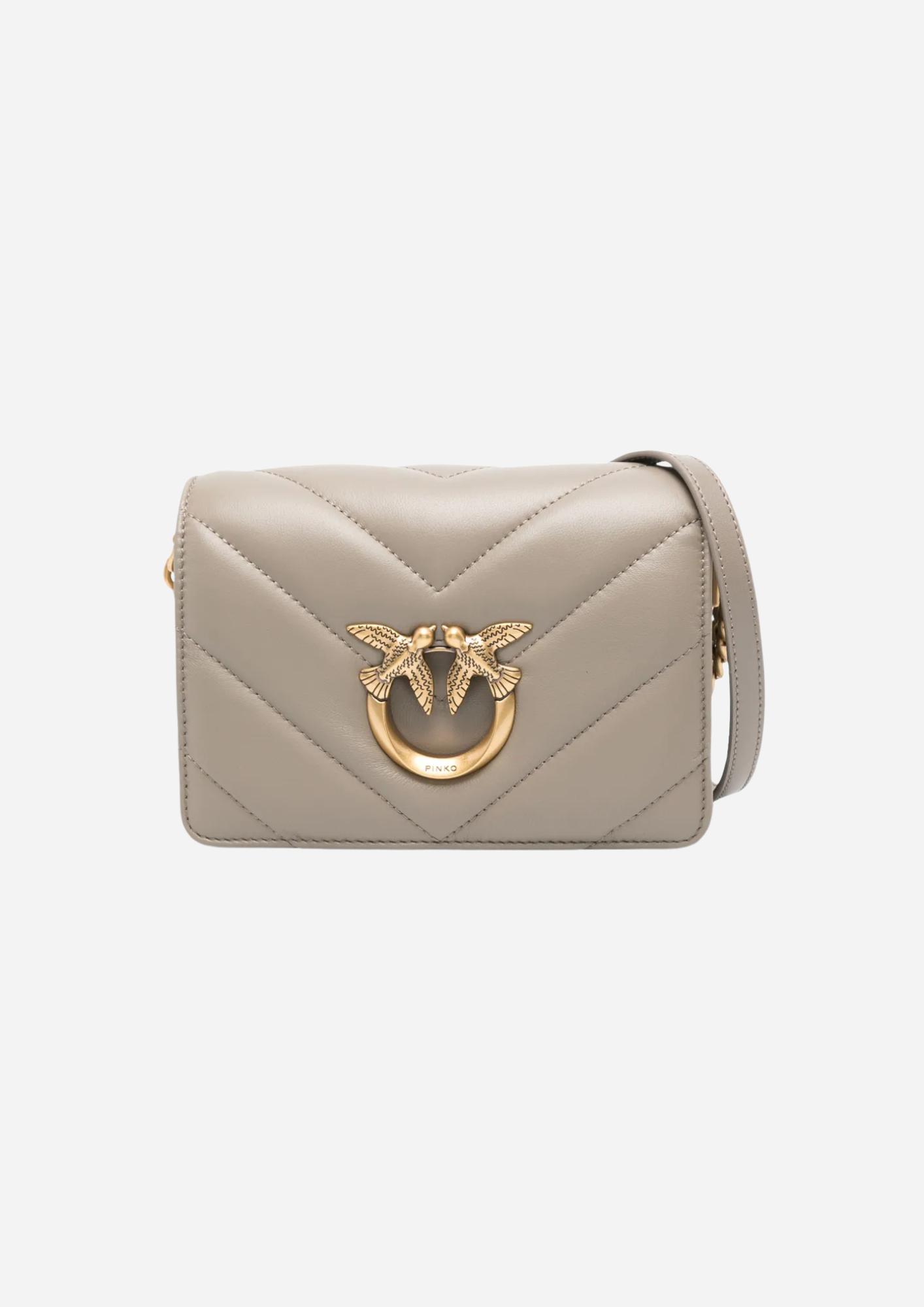 Pinko Mini Love Bag Click Big Chevron Noce in nappa vista frontale