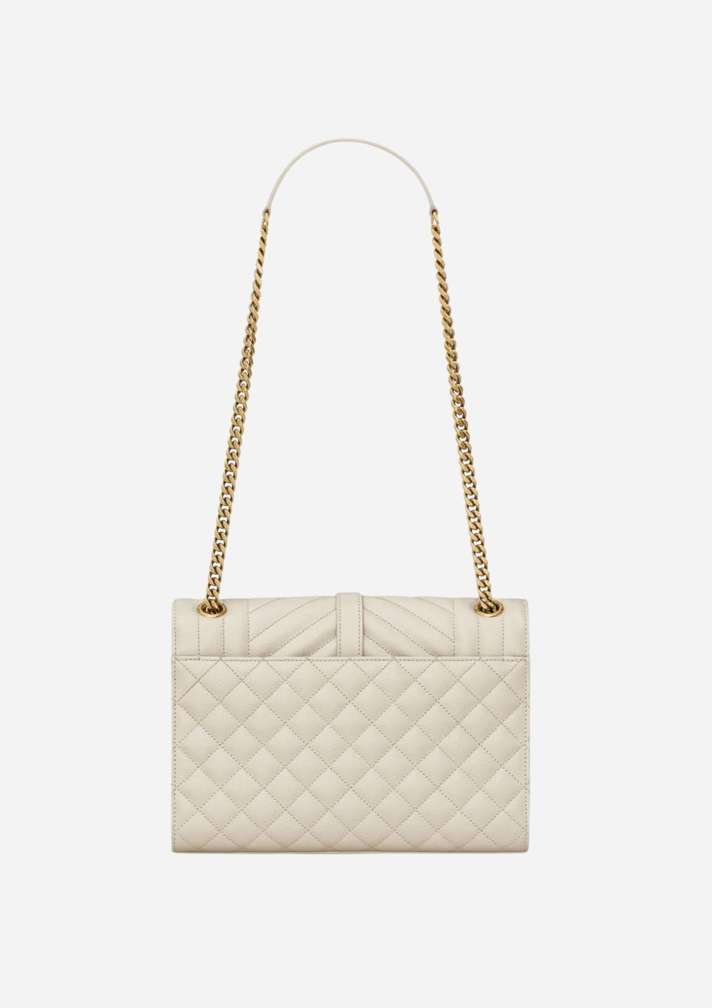 Interno di Saint Laurent Envelope Media Bianca in Pelle Trapuntata Grain de Poudre