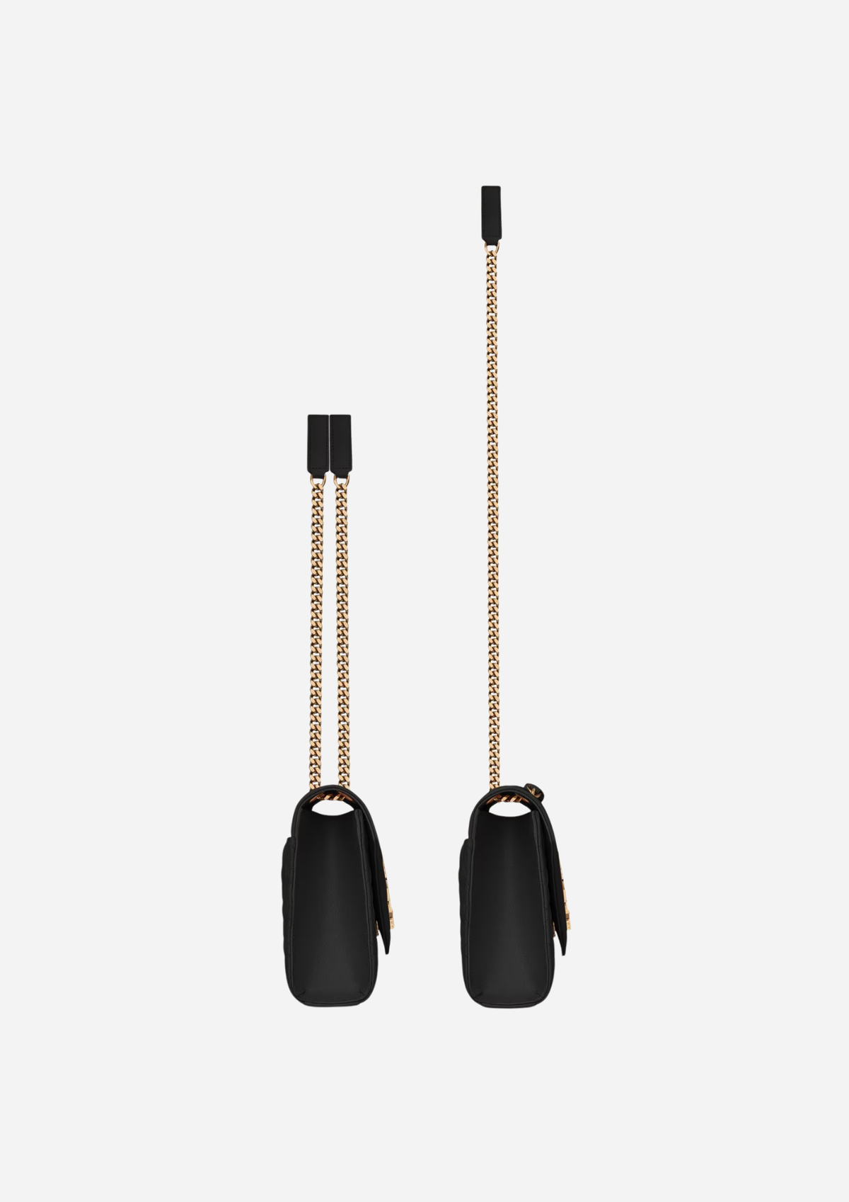 Saint Laurent Envelope Media Nera in Pelle Trapuntata Grain de Poudre, indossata