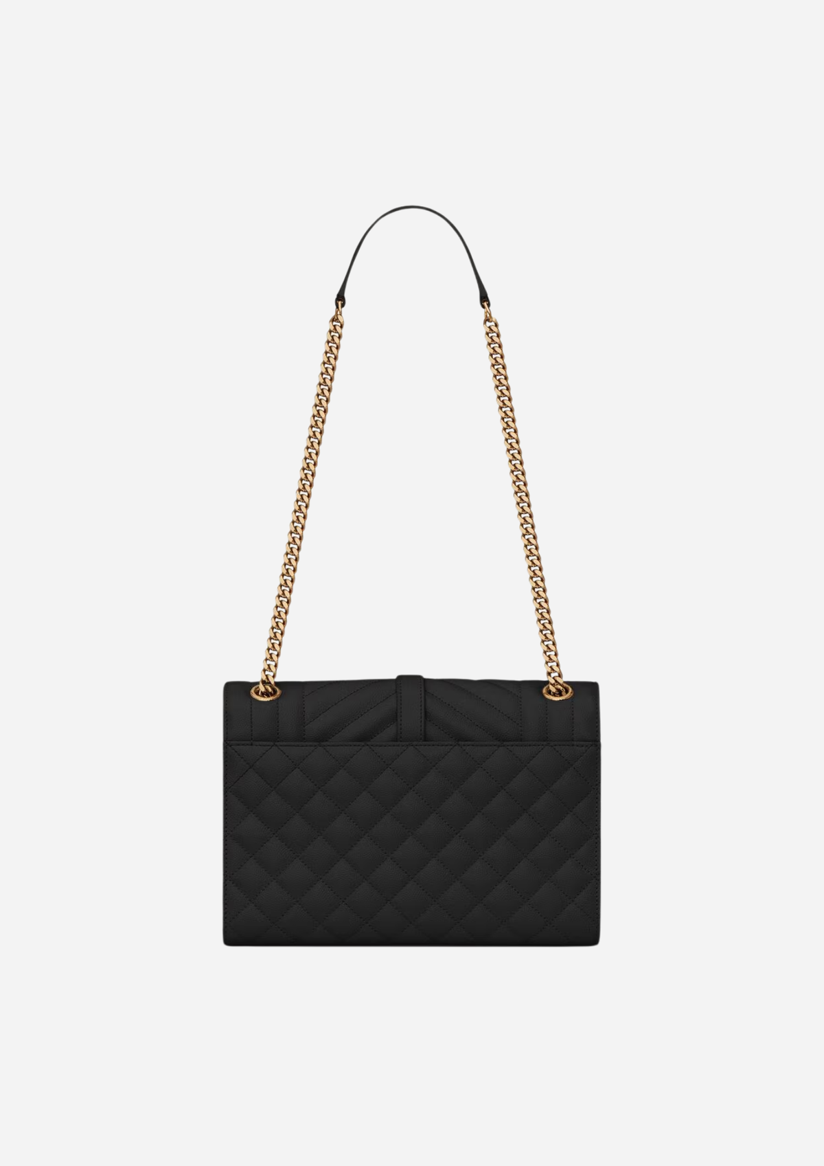 Interno di Saint Laurent Envelope Media Nera in Pelle Trapuntata Grain de Poudre