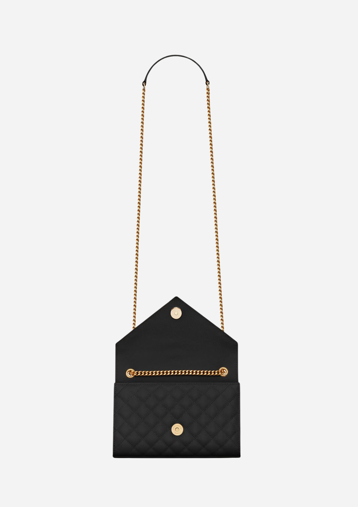 Interno di Saint Laurent Envelope Piccola Nera in Pelle Trapuntata Grain de Poudre