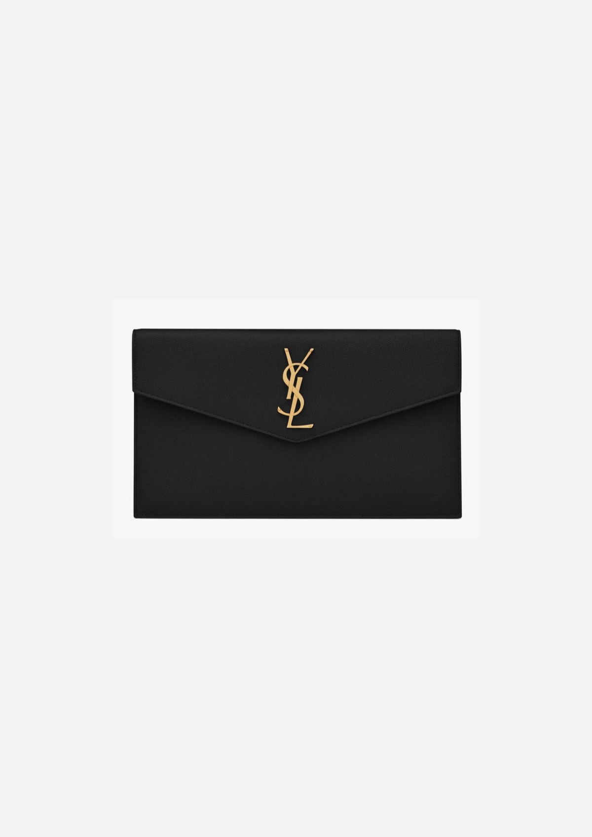 Saint Laurent Pochette Uptown Nera in Pelle Grain de Poudre, vista frontale