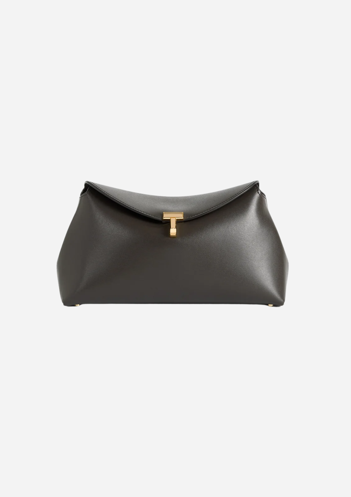 Toteme T-Lock Clutch Bark in pelle Palmellato vista frontale