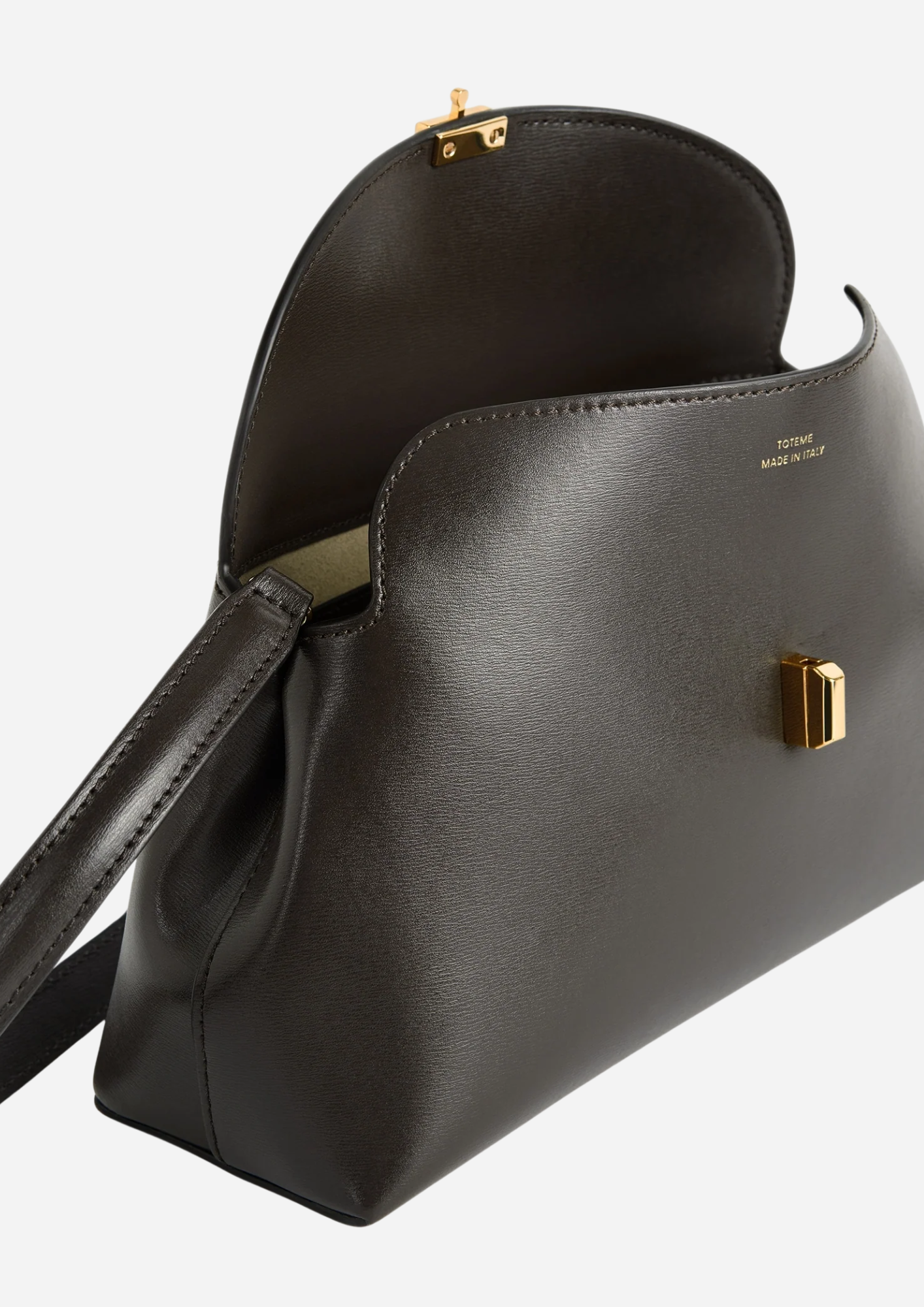 Toteme T-Lock Clutch Bark con pattina aperta e tracolla