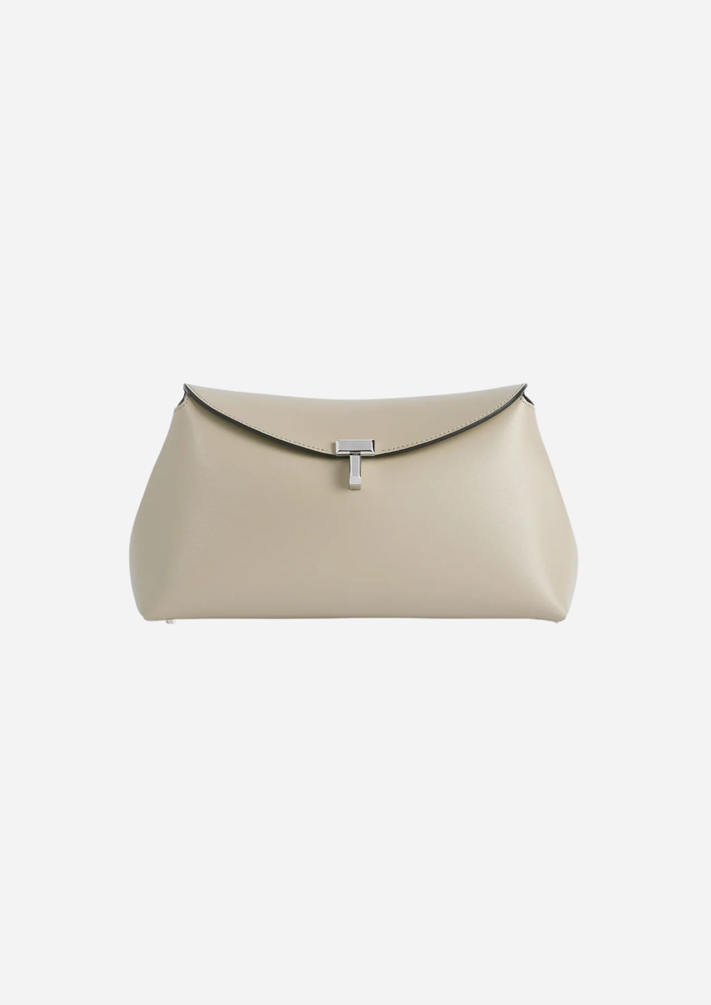 Toteme T-Lock Clutch Fawn in pelle liscia vista frontale