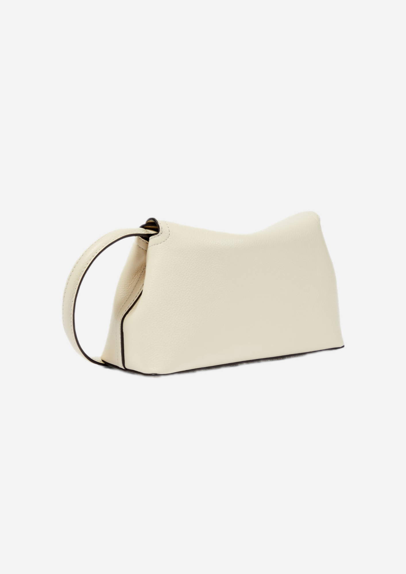 Toteme T-Lock Clutch Milk vista laterale con tracolla rimovibile