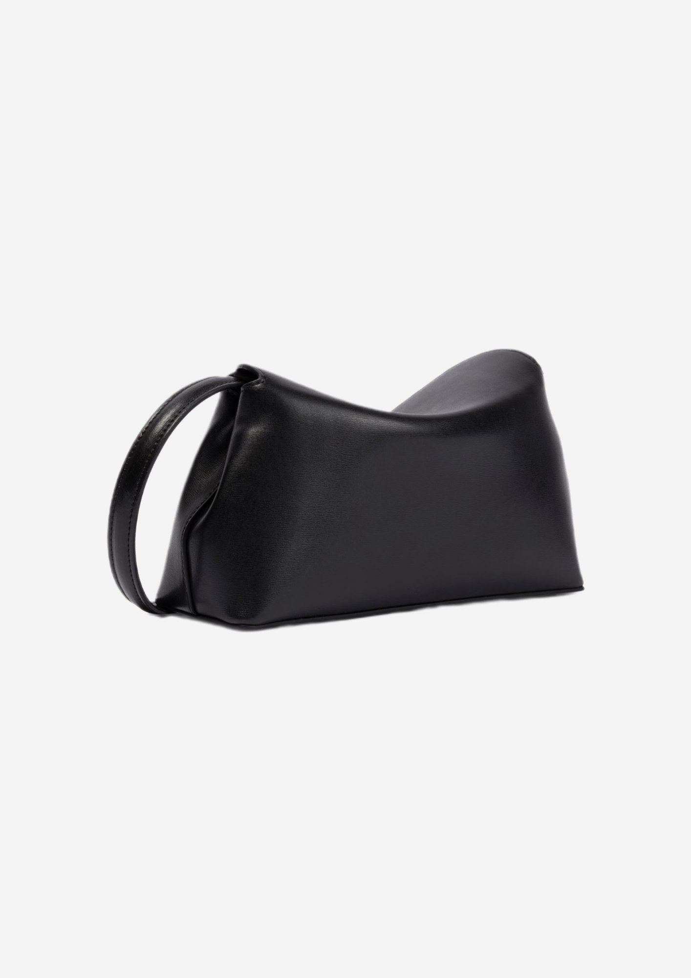 Toteme T-Lock Clutch nera vista posteriore a tre quarti con tracolla