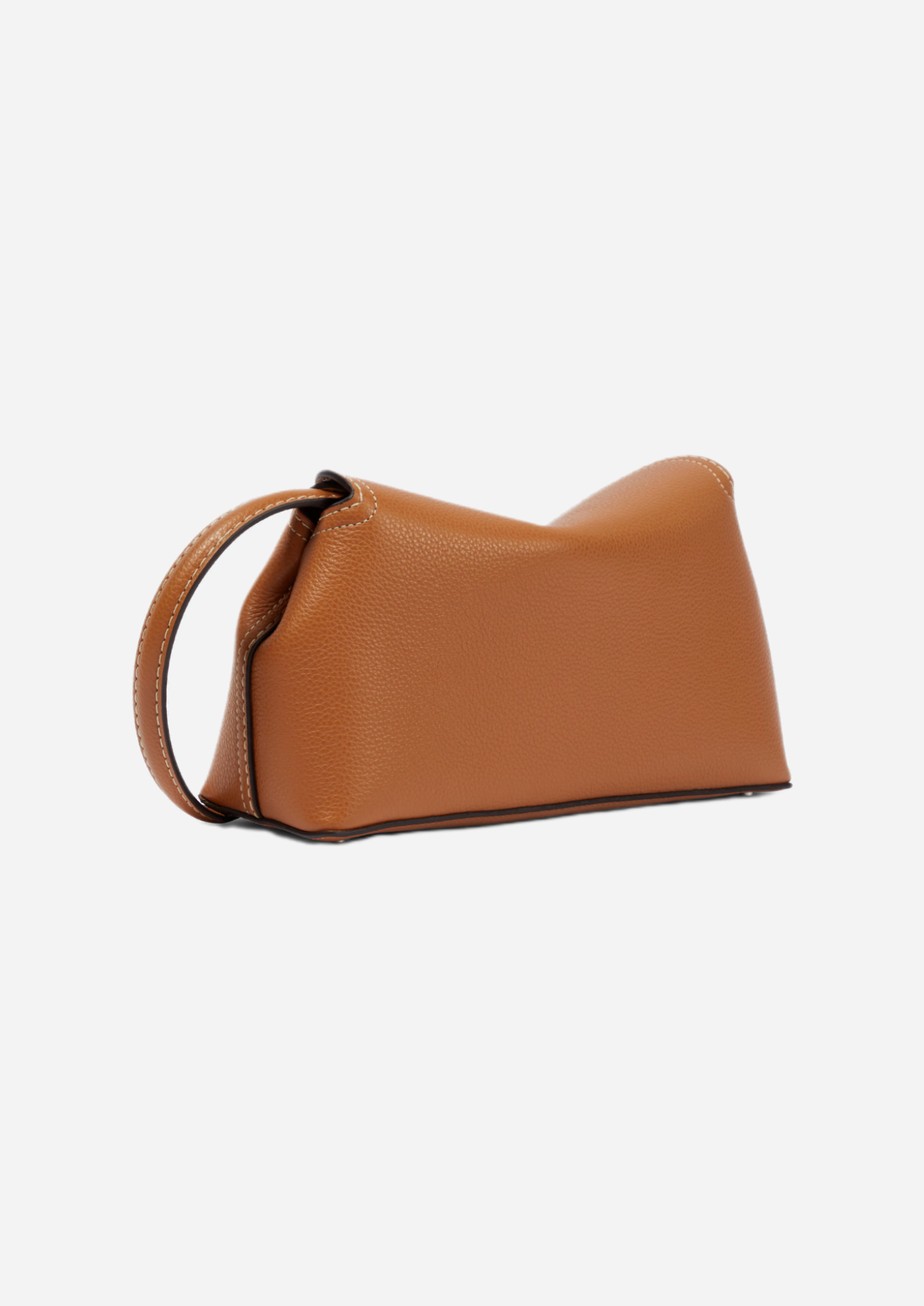Toteme T-Lock Clutch Tan vista posteriore a tre quarti con tracolla